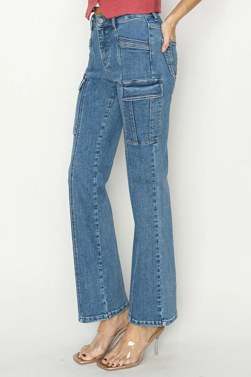 Beverly High Rise Ankle Straight Leg Cargo Jeans  *FINAL SALE*