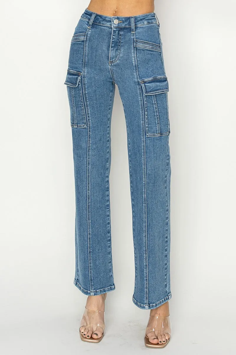 Beverly High Rise Ankle Straight Leg Cargo Jeans  *FINAL SALE*
