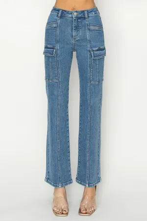 Beverly High Rise Ankle Straight Leg Cargo Jeans  *FINAL SALE*