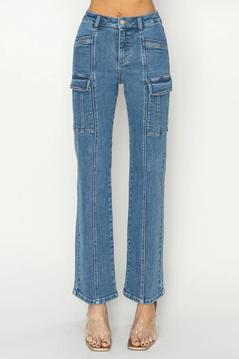 Beverly High Rise Ankle Straight Leg Cargo Jeans  *FINAL SALE*