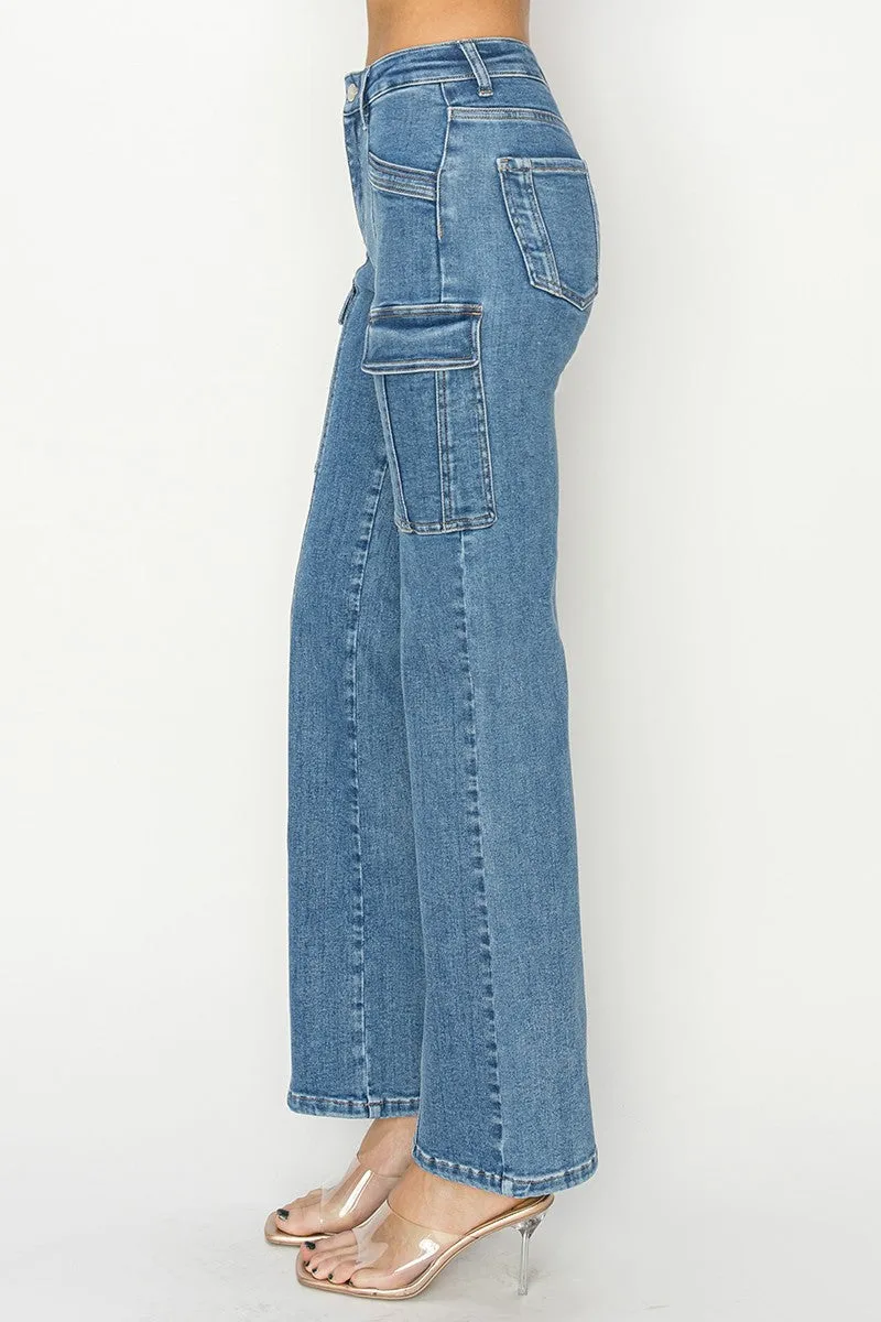 Beverly High Rise Ankle Straight Leg Cargo Jeans  *FINAL SALE*