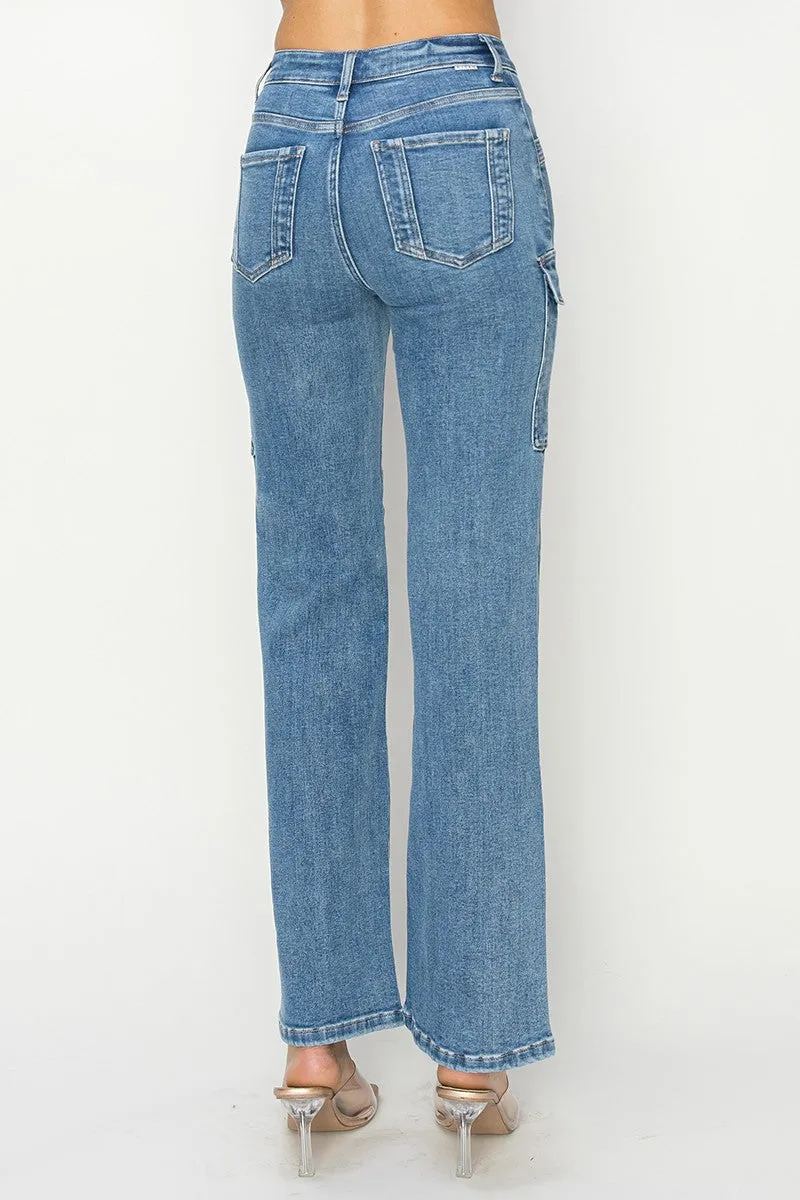 Beverly High Rise Ankle Straight Leg Cargo Jeans  *FINAL SALE*