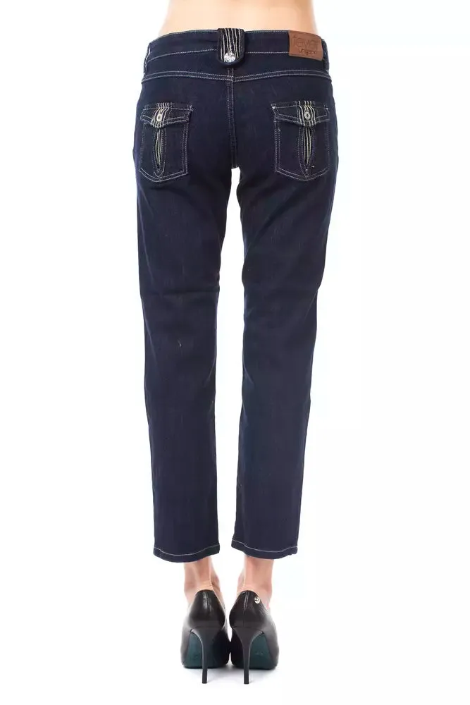 Blue Cotton Women Capri Jeans