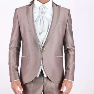 Bronze Avanti Milano Stripped Jacket Patterned Vest Three Piece Tuxedo