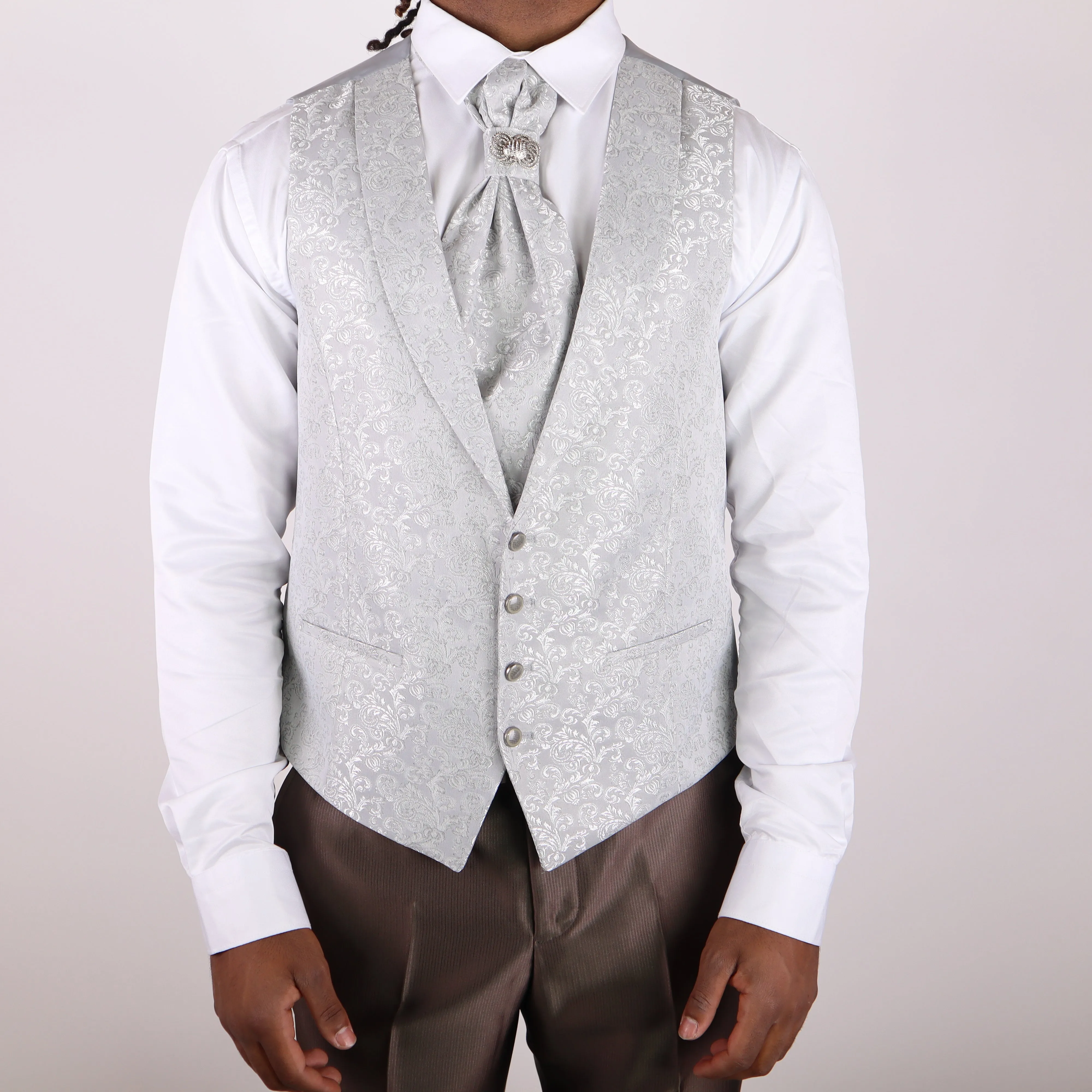 Bronze Avanti Milano Stripped Jacket Patterned Vest Three Piece Tuxedo