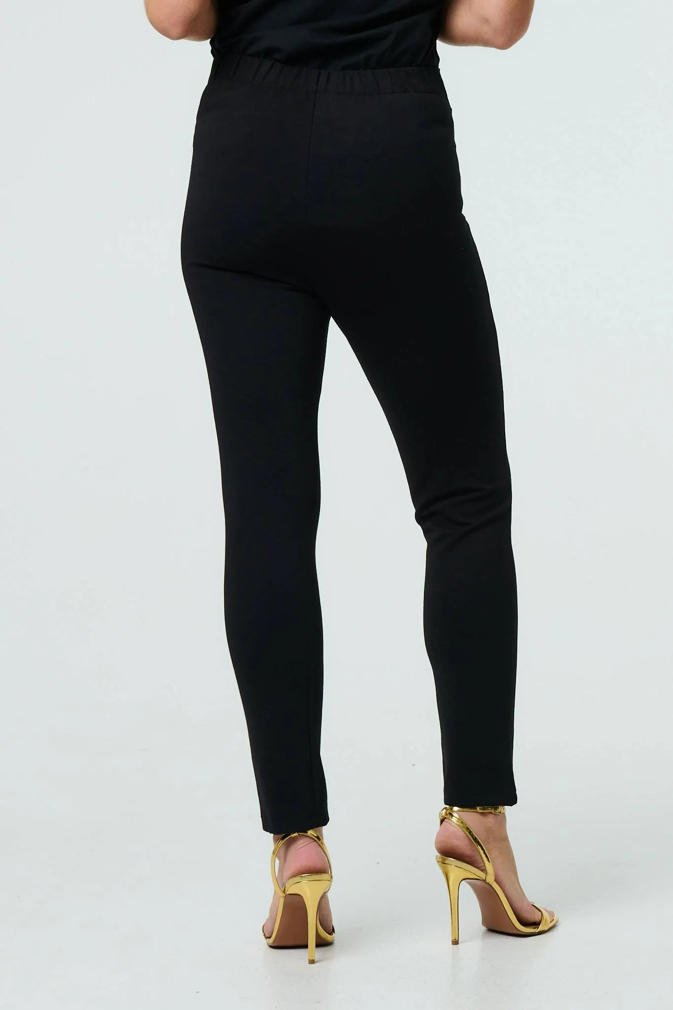 Button Detail High Waist Slim Leggings