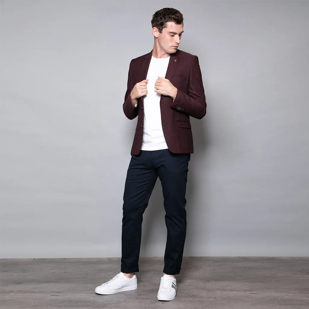 Carlos Burgundy Slim Fit Jacket