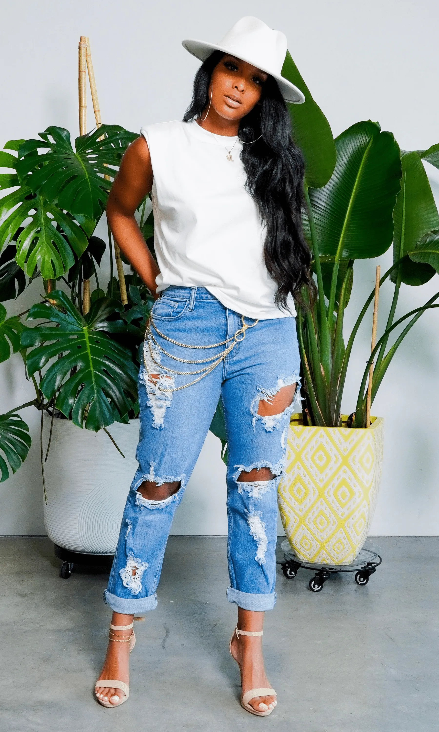 Cuffing Season | Ripped High Waist Boyfriend  Denim Jeans