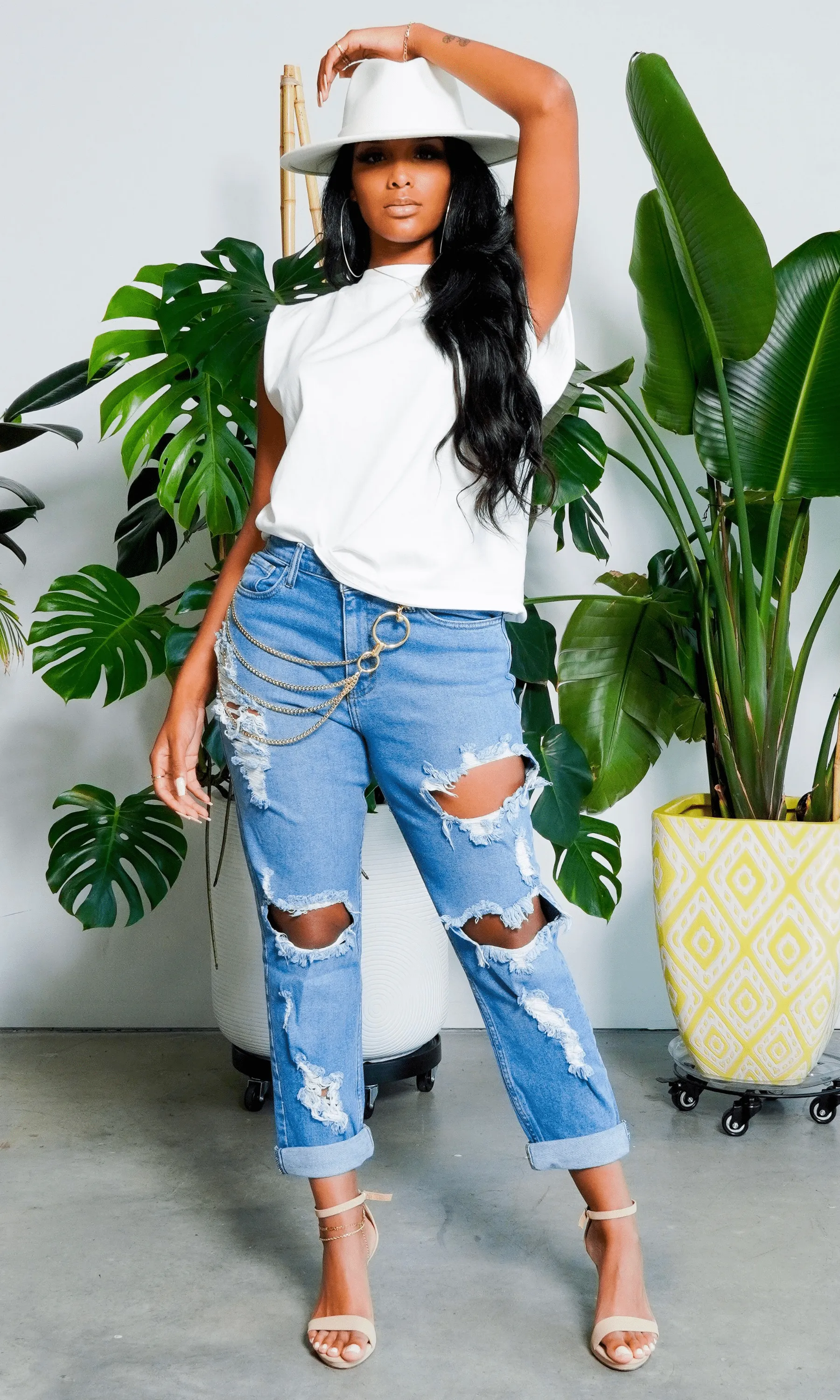 Cuffing Season | Ripped High Waist Boyfriend  Denim Jeans