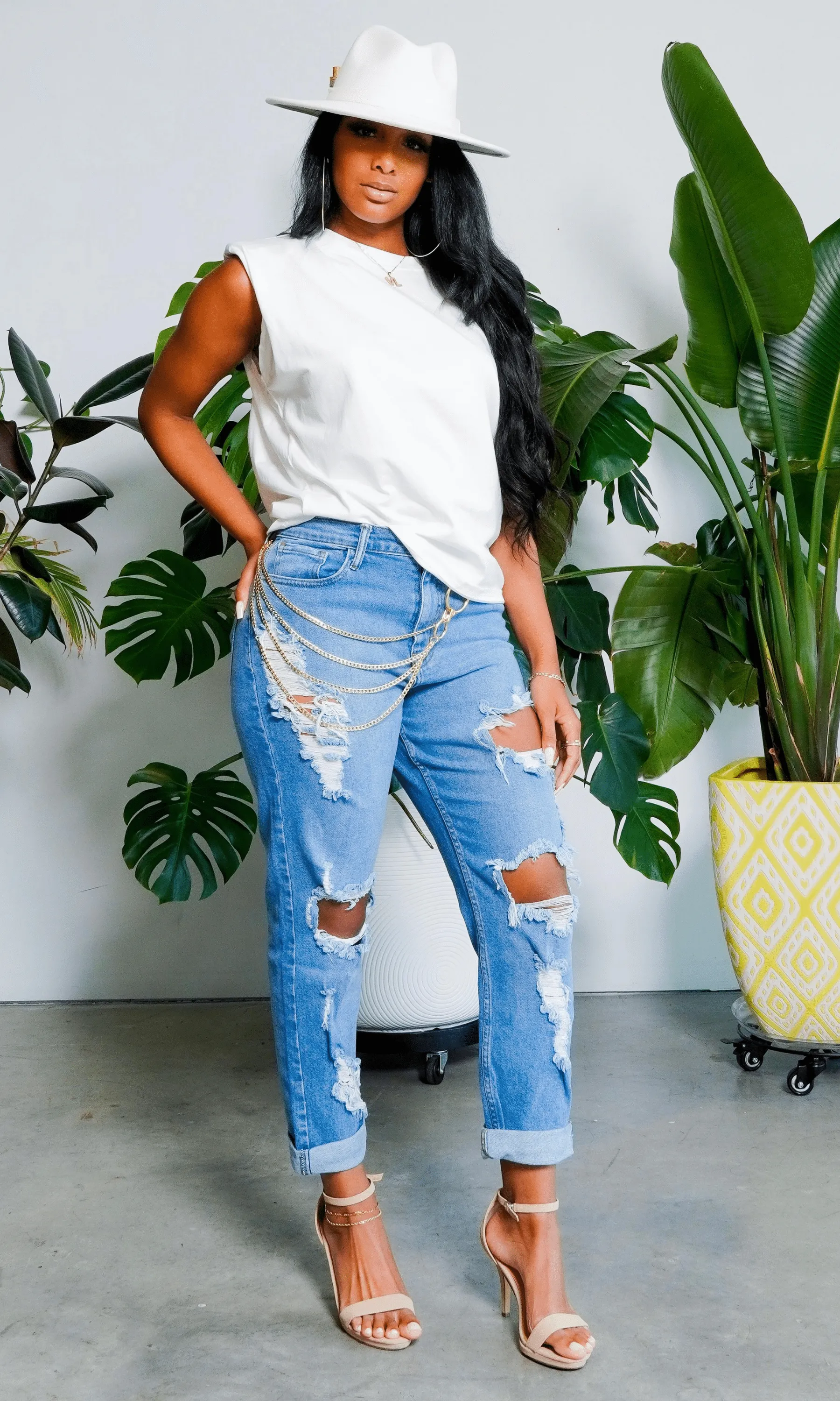 Cuffing Season | Ripped High Waist Boyfriend  Denim Jeans
