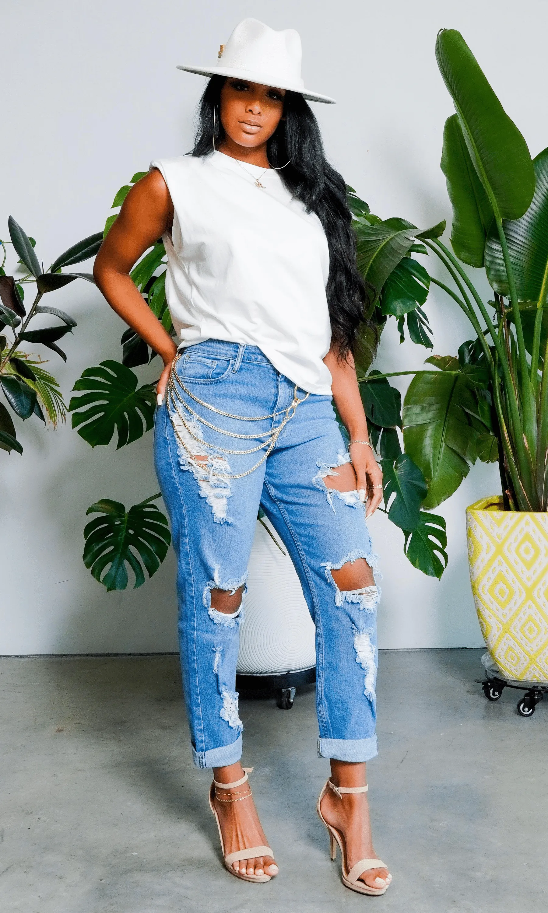 Cuffing Season | Ripped High Waist Boyfriend  Denim Jeans
