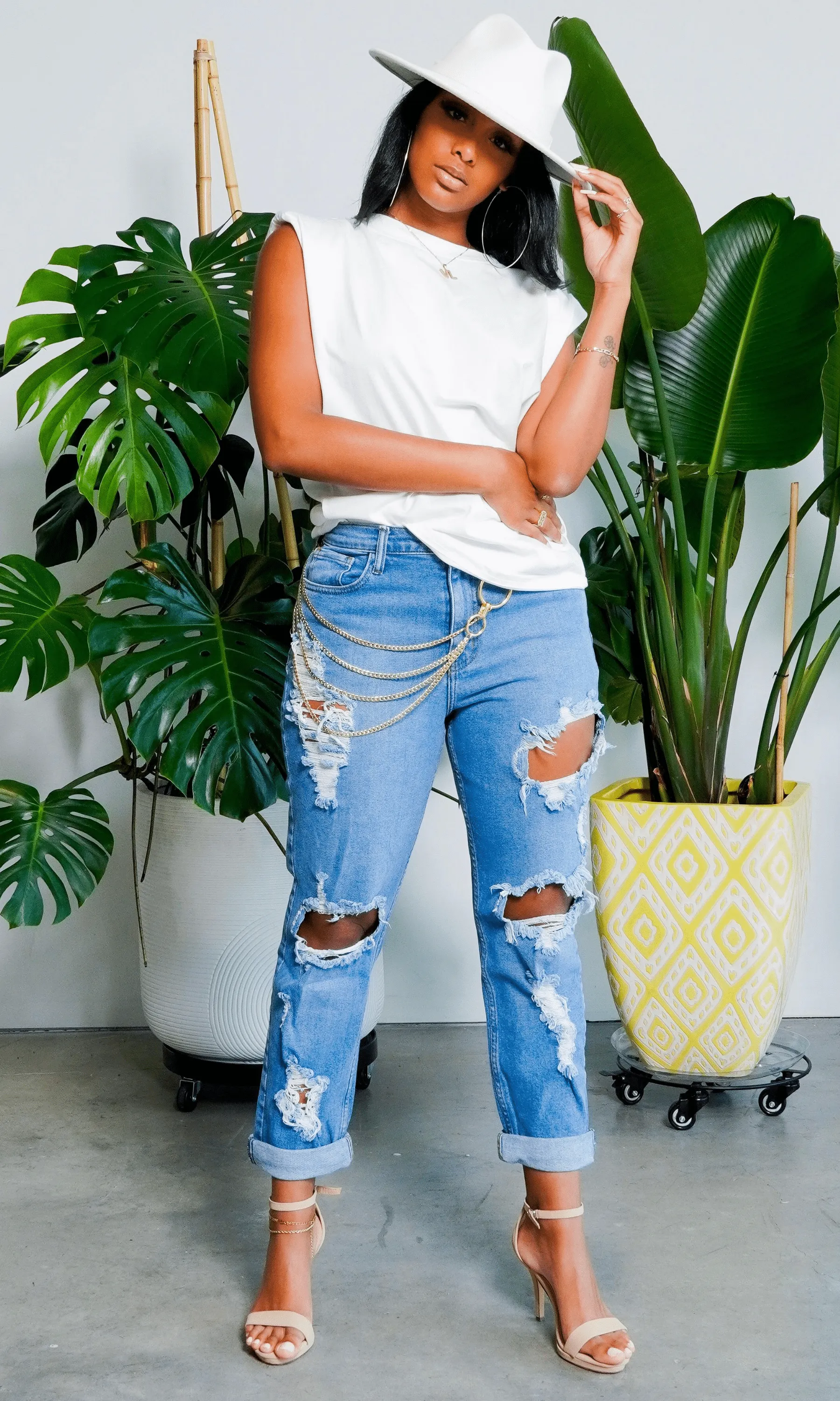 Cuffing Season | Ripped High Waist Boyfriend  Denim Jeans