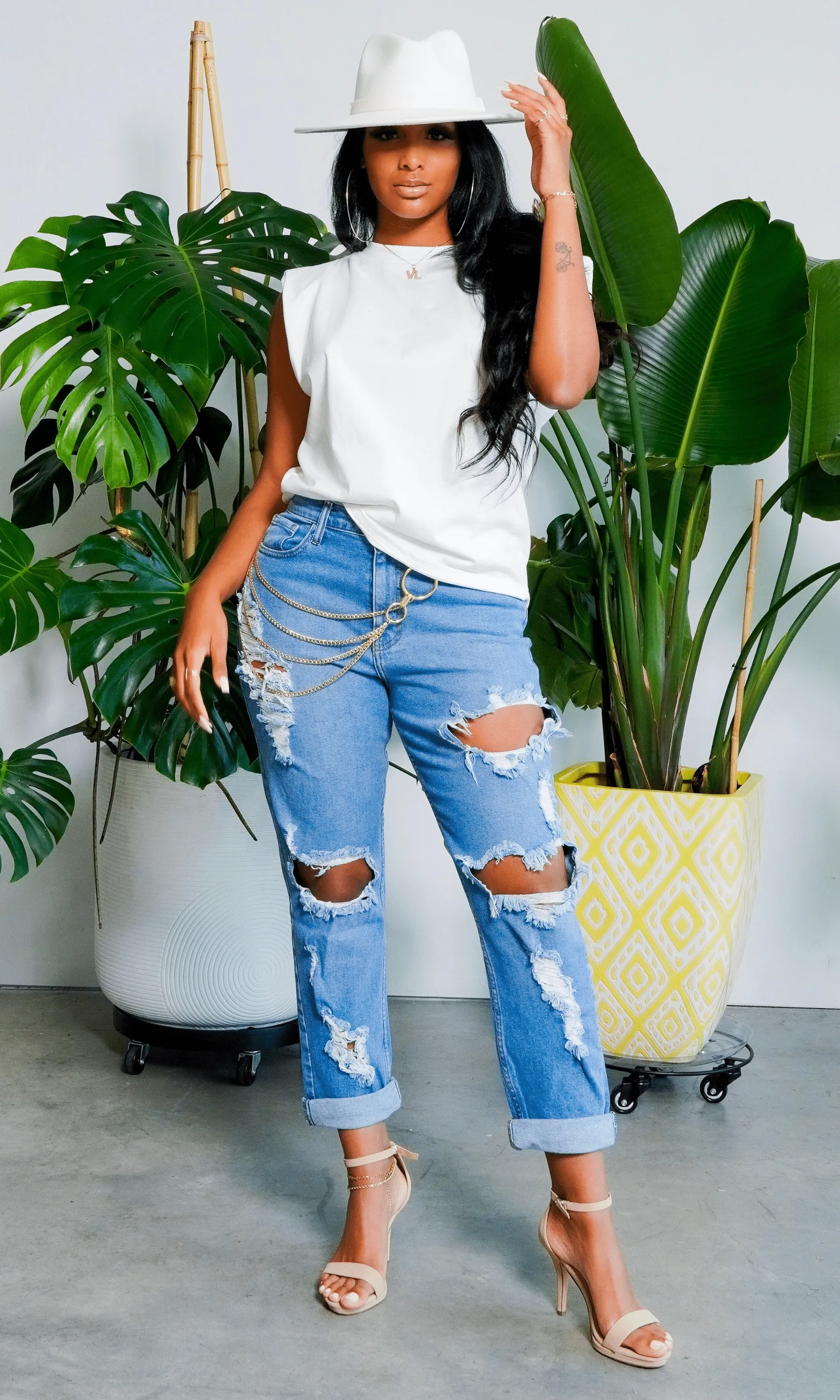 Cuffing Season | Ripped High Waist Boyfriend  Denim Jeans