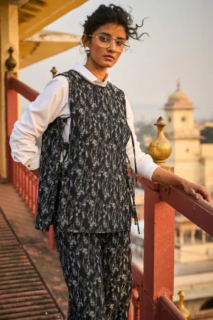 Denim Jacquard Overlay and Pant Set