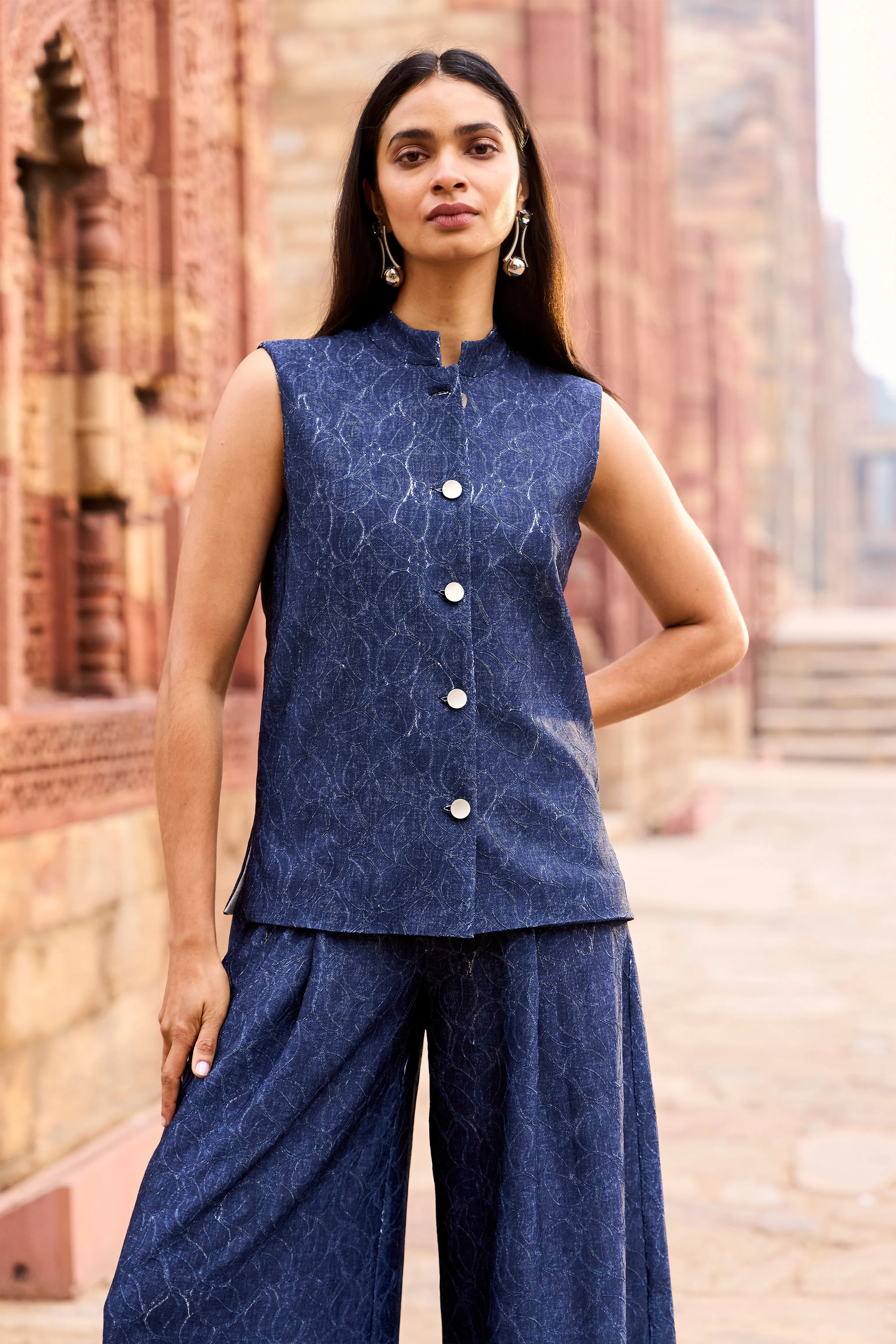 Denim Lace Waistcoat