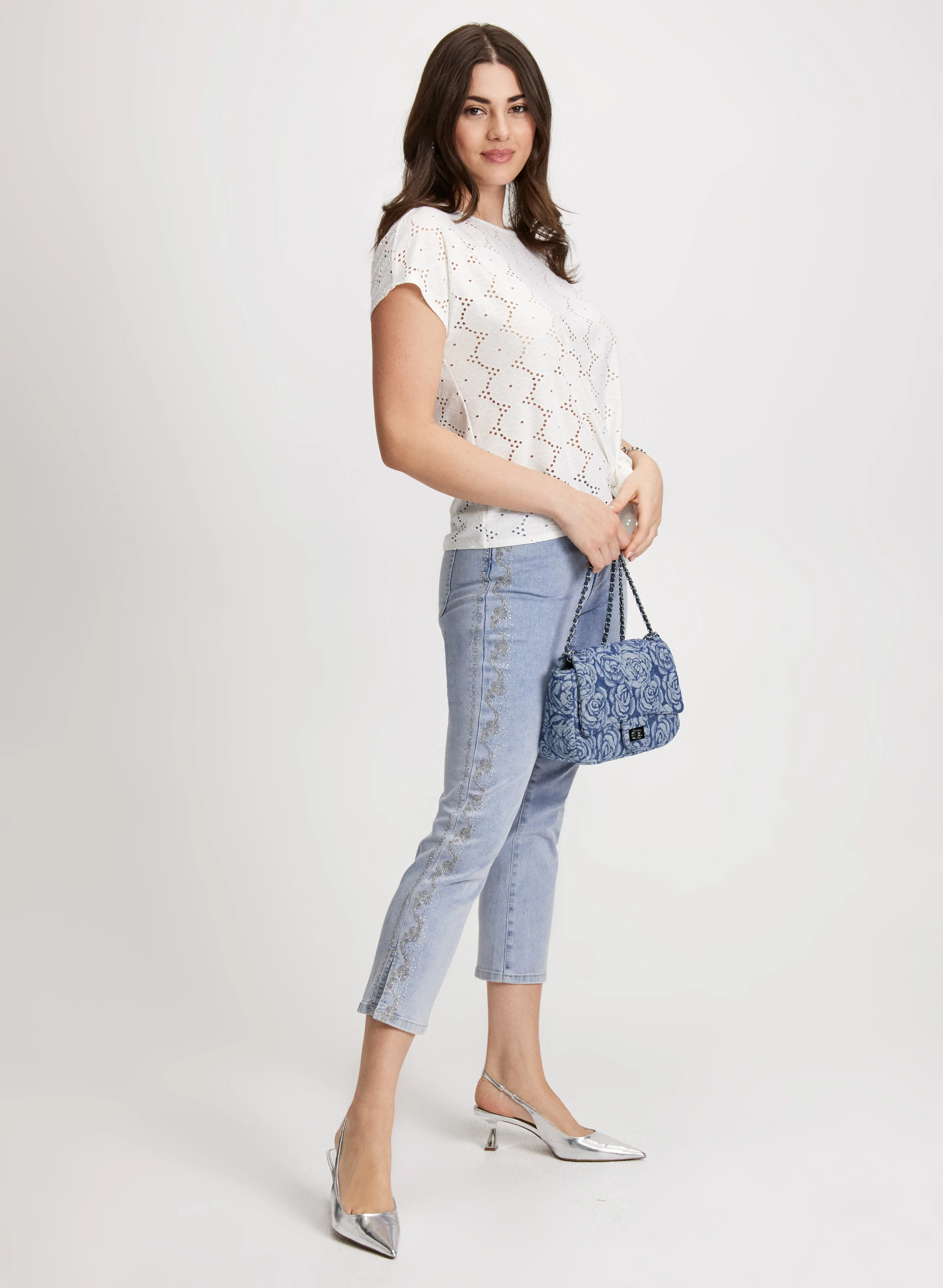 Embellished Denim Capris