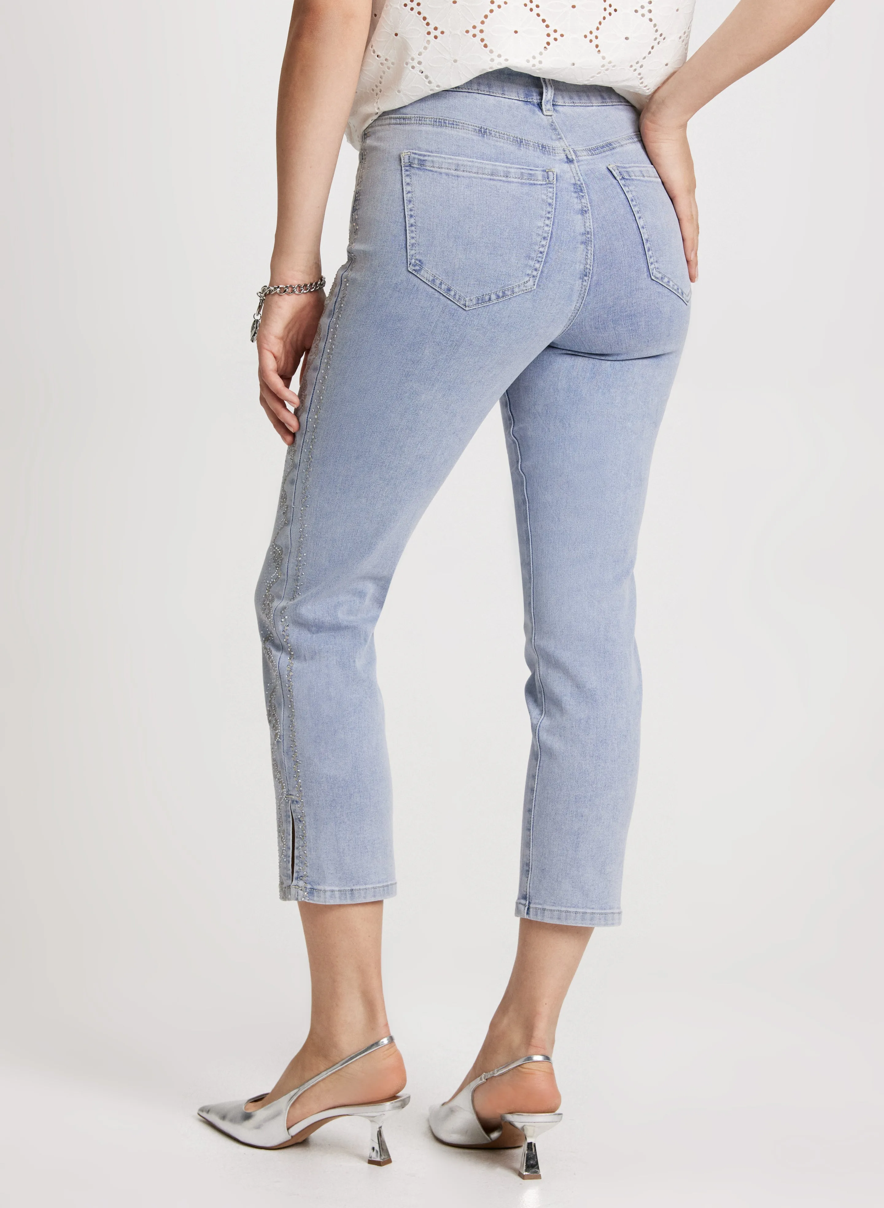 Embellished Denim Capris