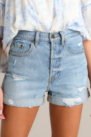 Evolving Reflections Light Wash Denim Shorts