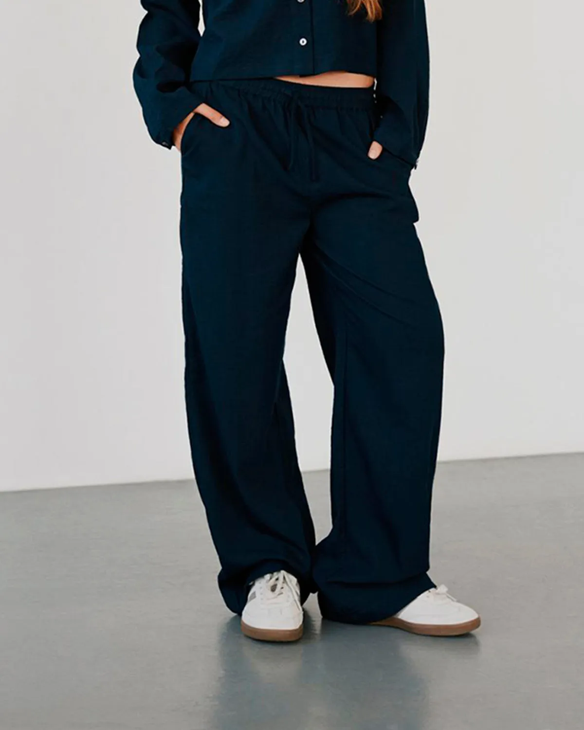 FIASY HIGH WAIST TROUSERS - Dark Navy