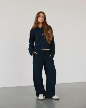 FIASY HIGH WAIST TROUSERS - Dark Navy
