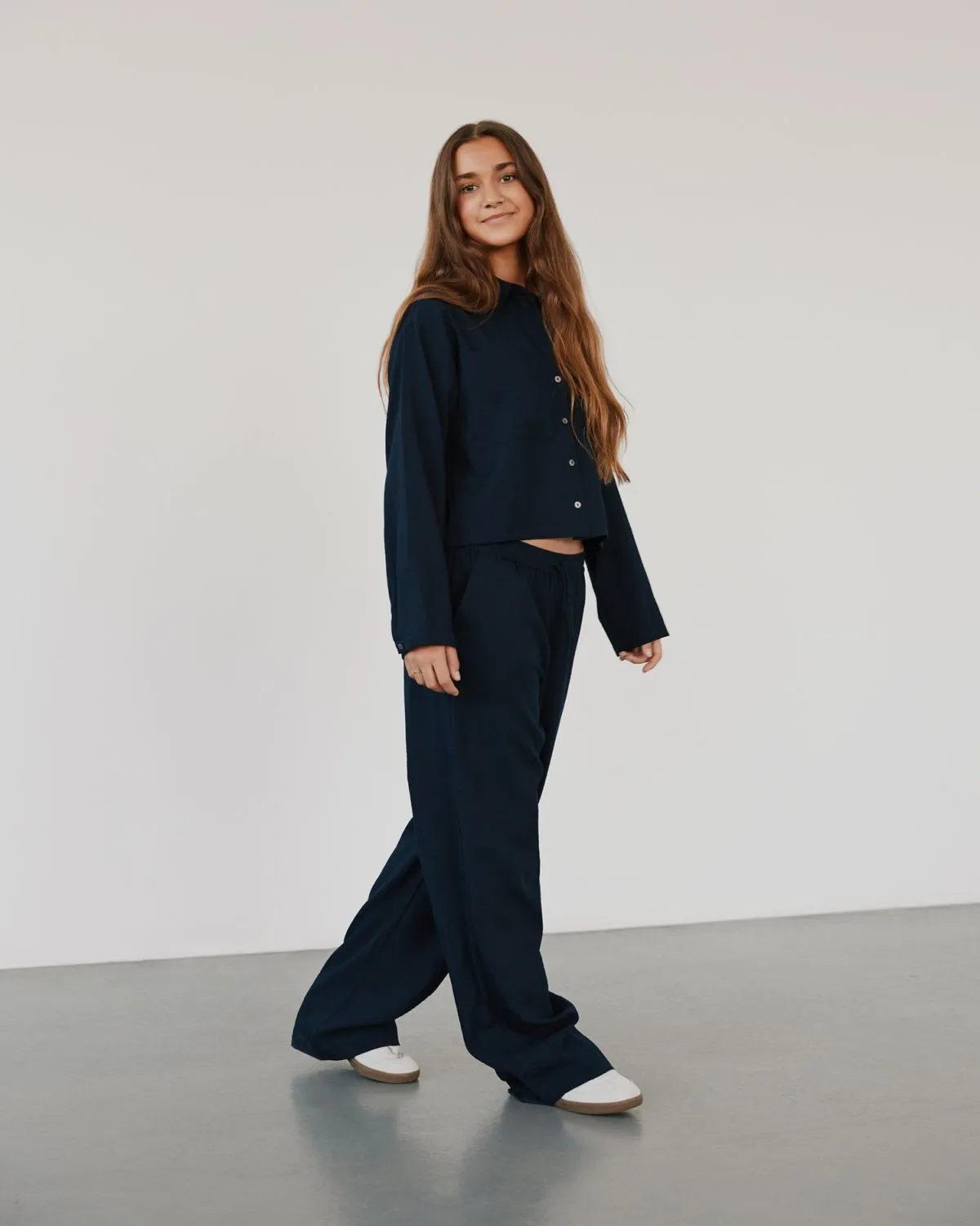 FIASY HIGH WAIST TROUSERS - Dark Navy
