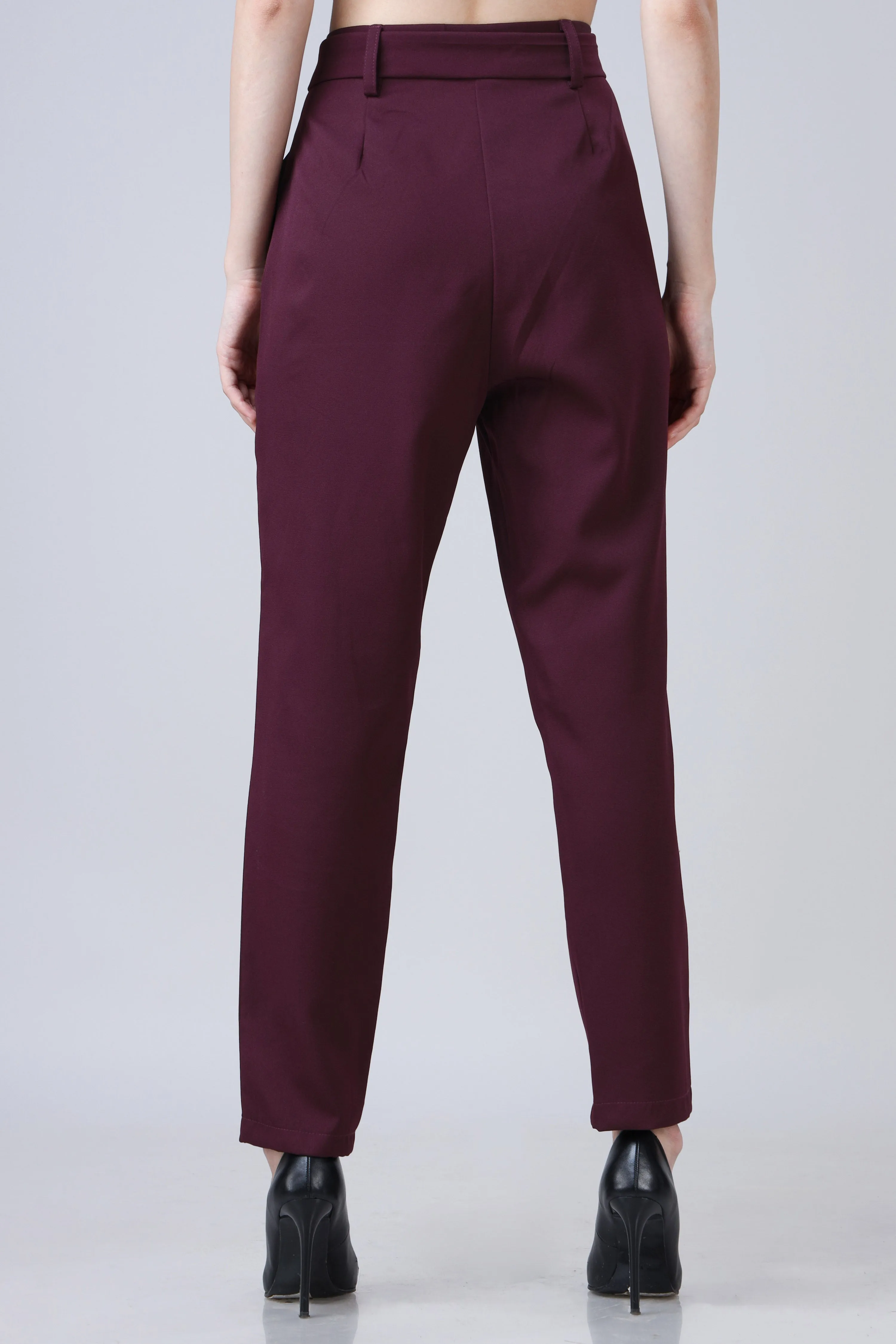 High-Waist Statement Belt Trousers