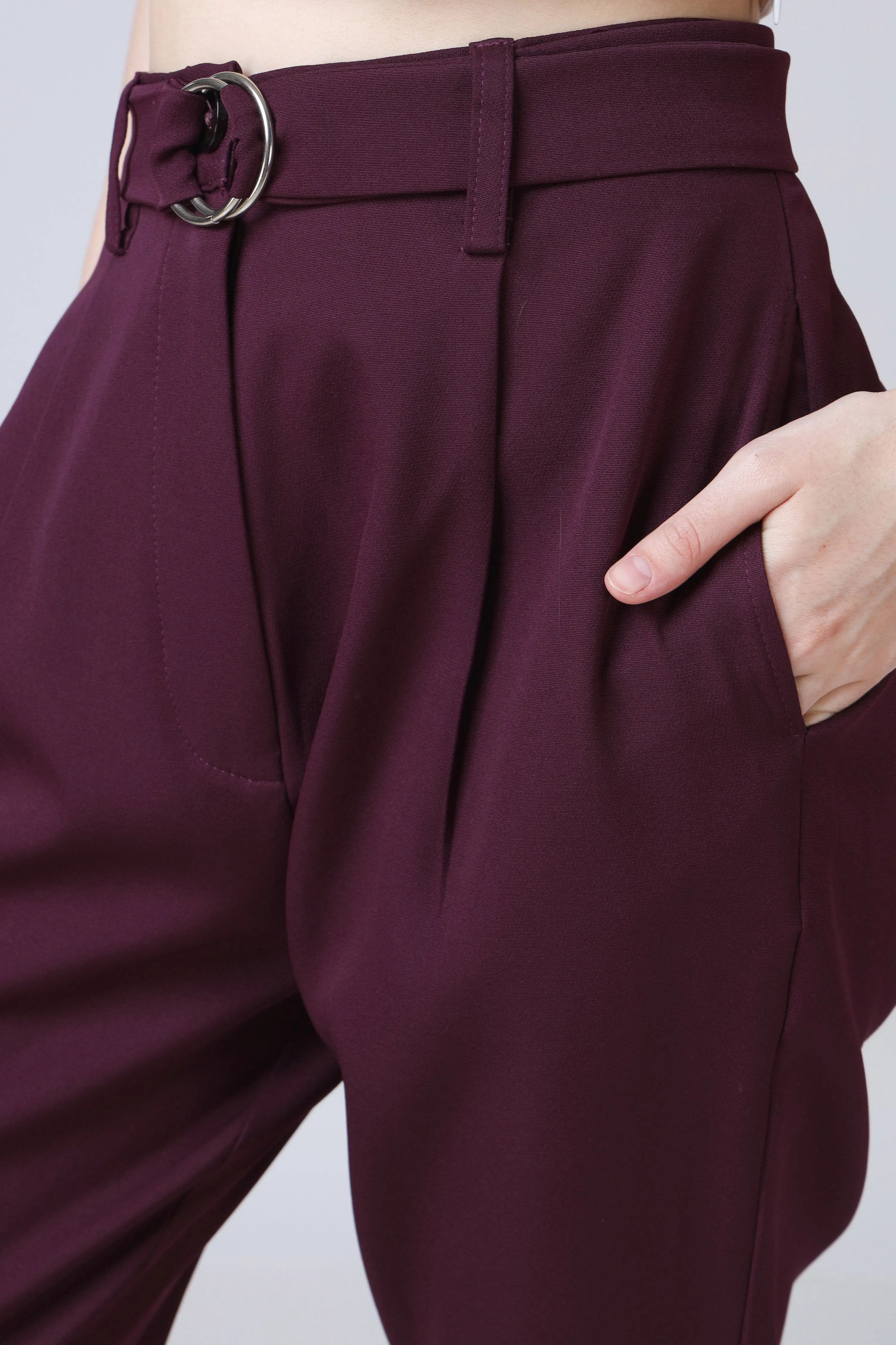 High-Waist Statement Belt Trousers