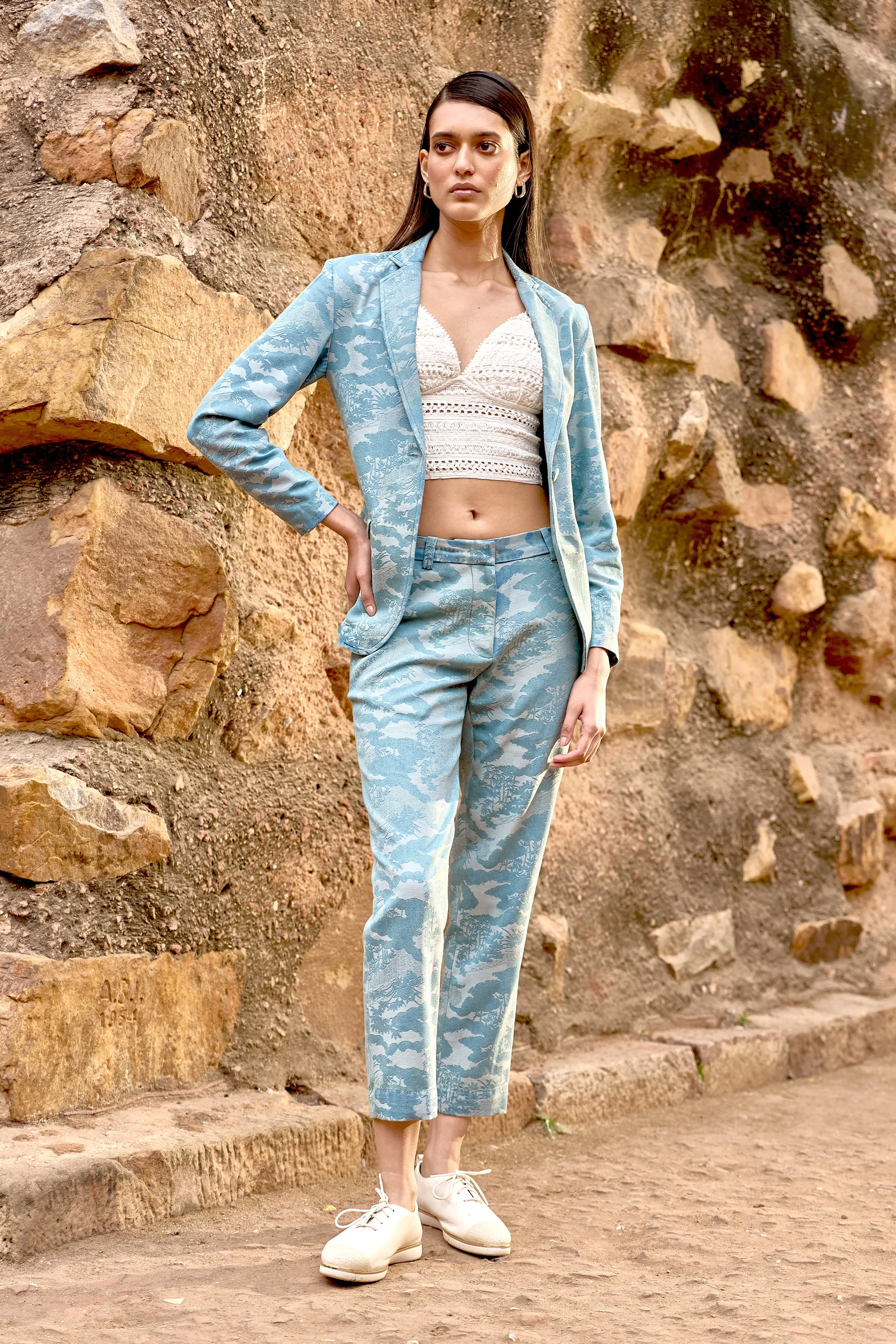 Indigo Jacquard Pant