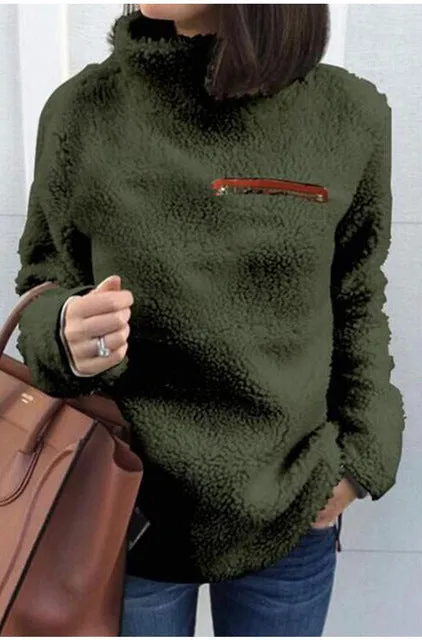 Ivyshape | Comfortable Fleece Turtleneck Jumper for Women