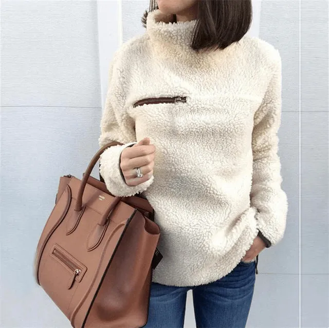 Ivyshape | Comfortable Fleece Turtleneck Jumper for Women
