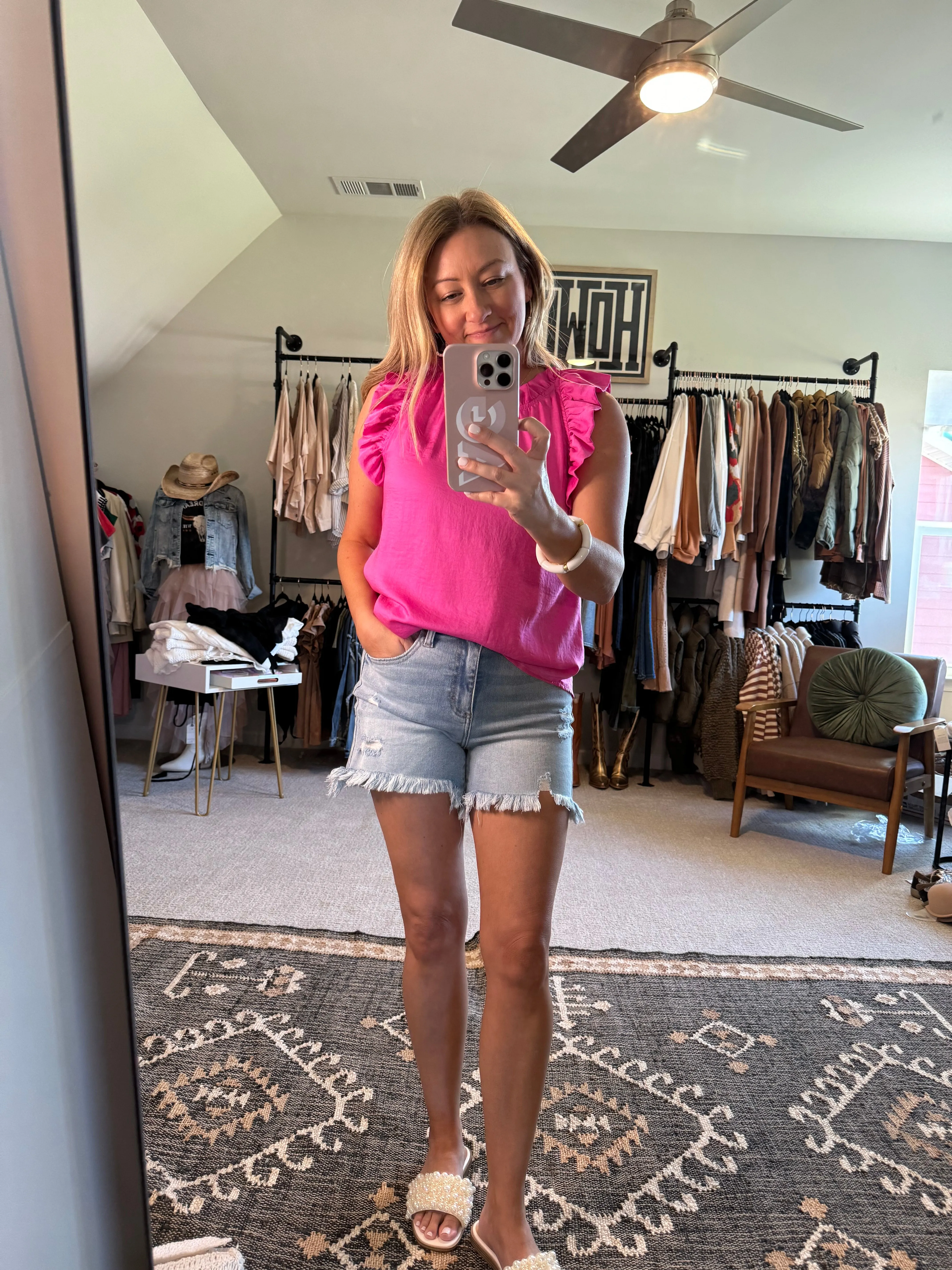 Light Wash Denim Boyfriend Shorts