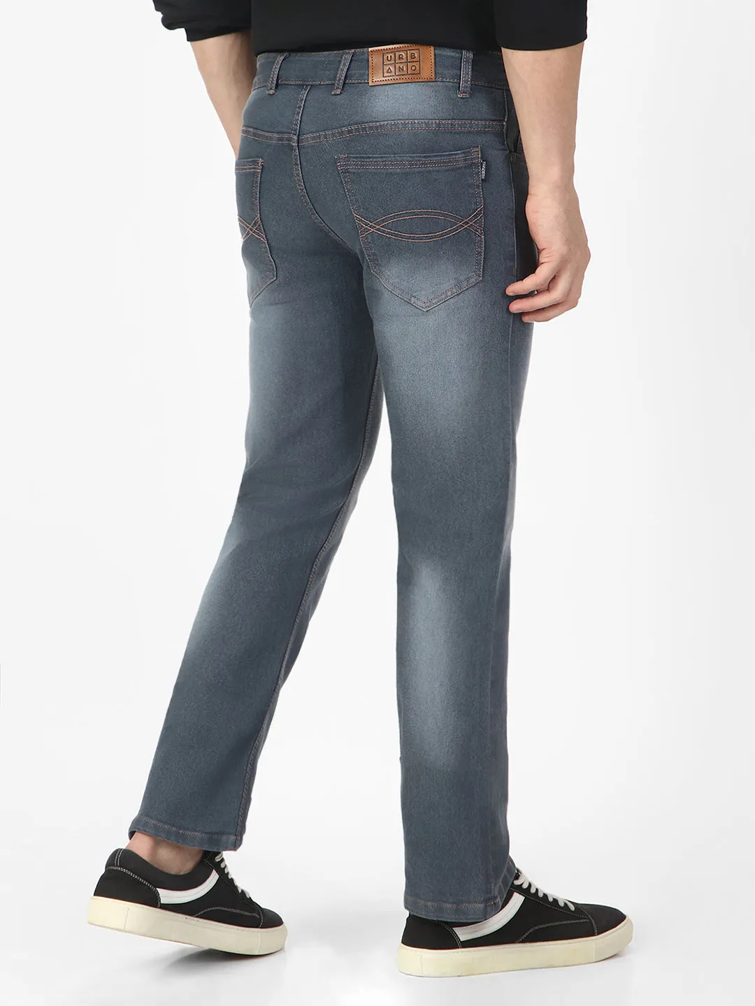Men's Grey Washed Bootcut Jeans Stretchable