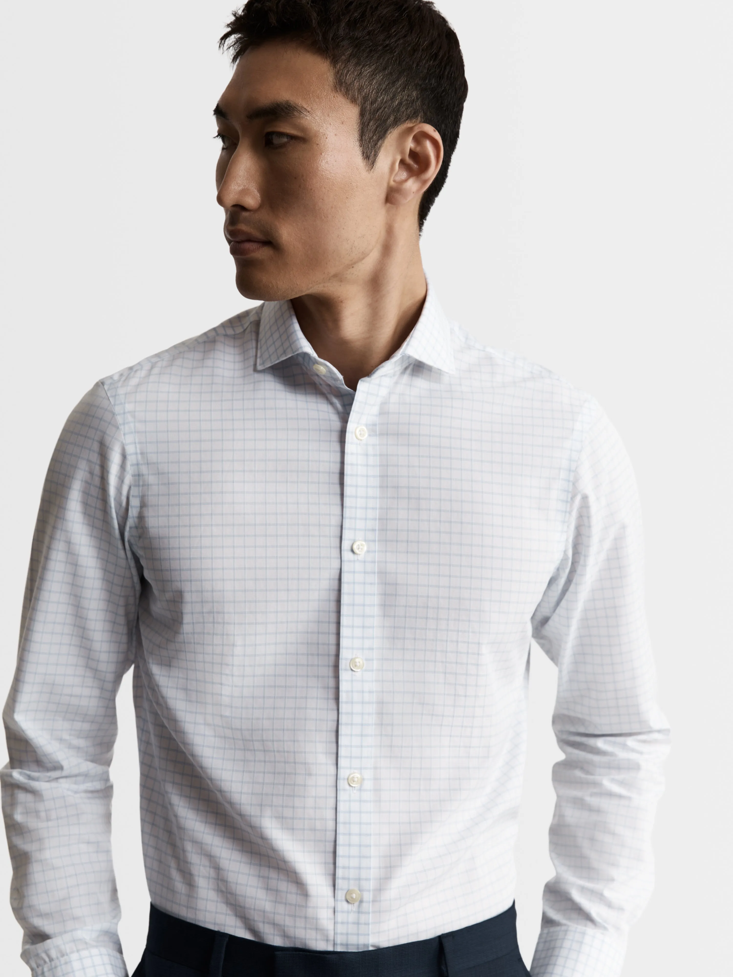Semi Cutaway Collar Non-Iron Twill