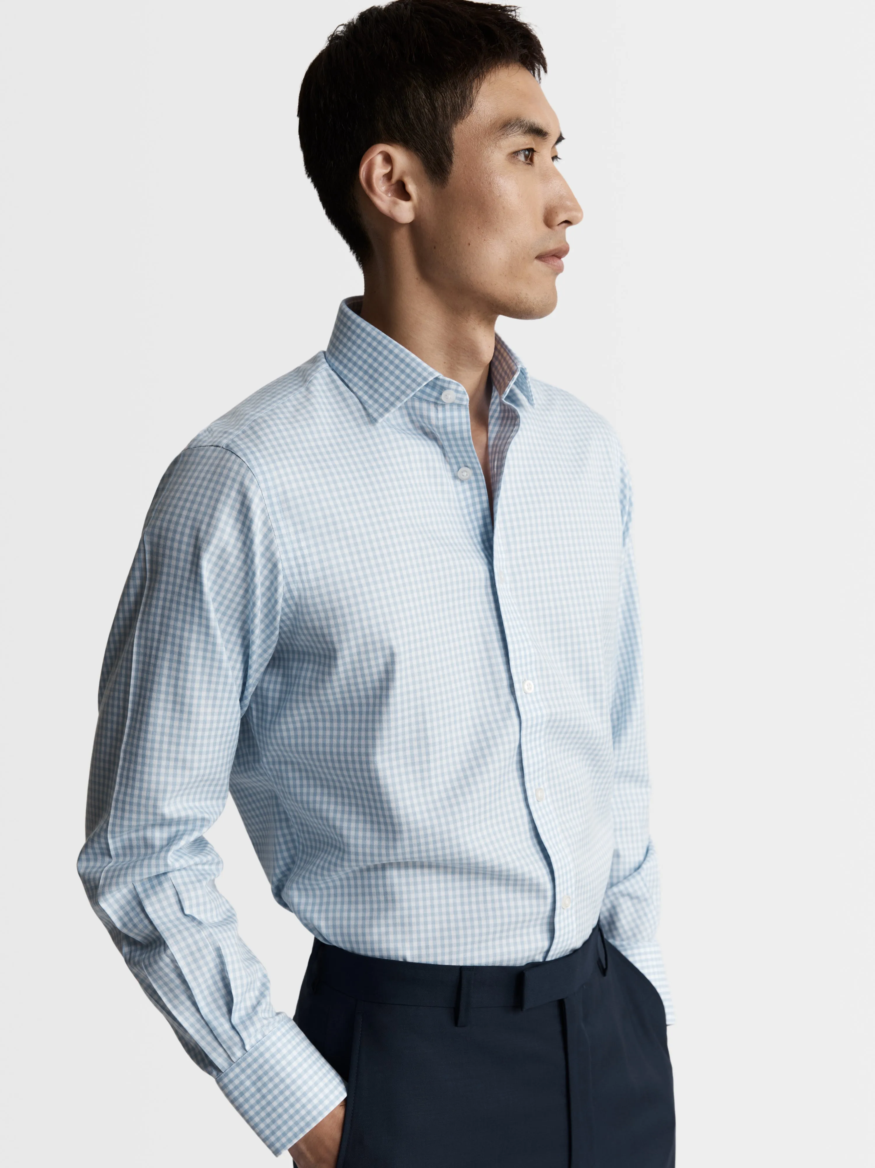 Semi Cutaway Collar Non-Iron Twill