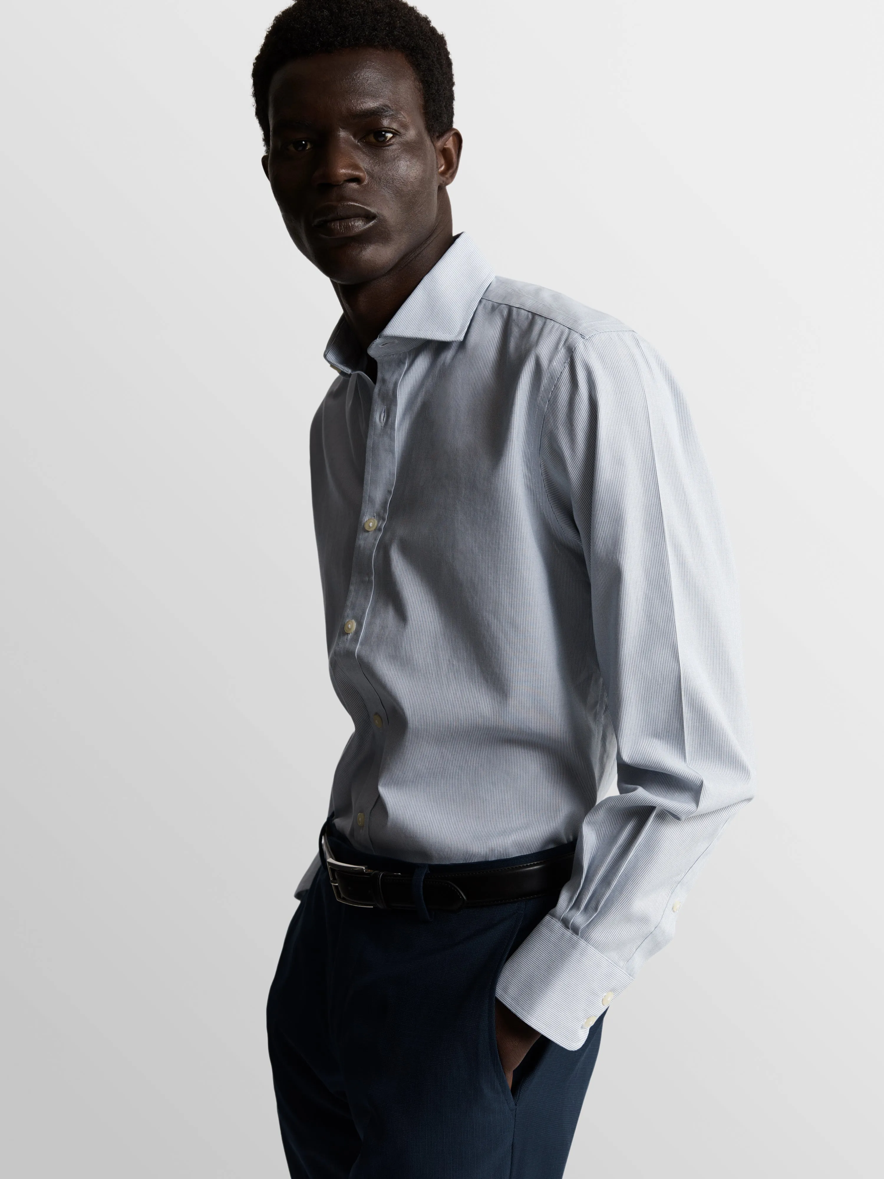 Semi Cutaway Collar Non-Iron Twill