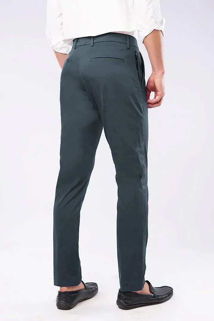 Slim Fit Chinos - Greyish Blue