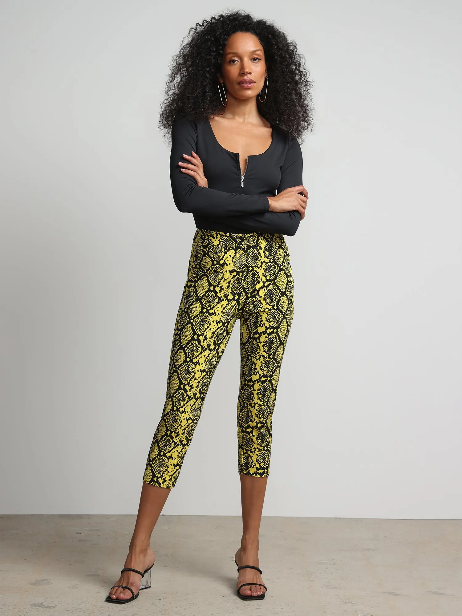 Tall Snake Print High Rise Slim-Leg Capri Pant - Fit To Flatter