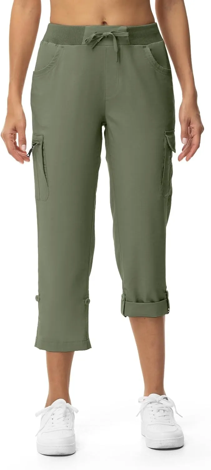 TBMPOY Womens Cargo Capris with Pockets Lightweight Hiking Capris Pants Quick Dry Casual Cropped Pants Summer Trip Cotton