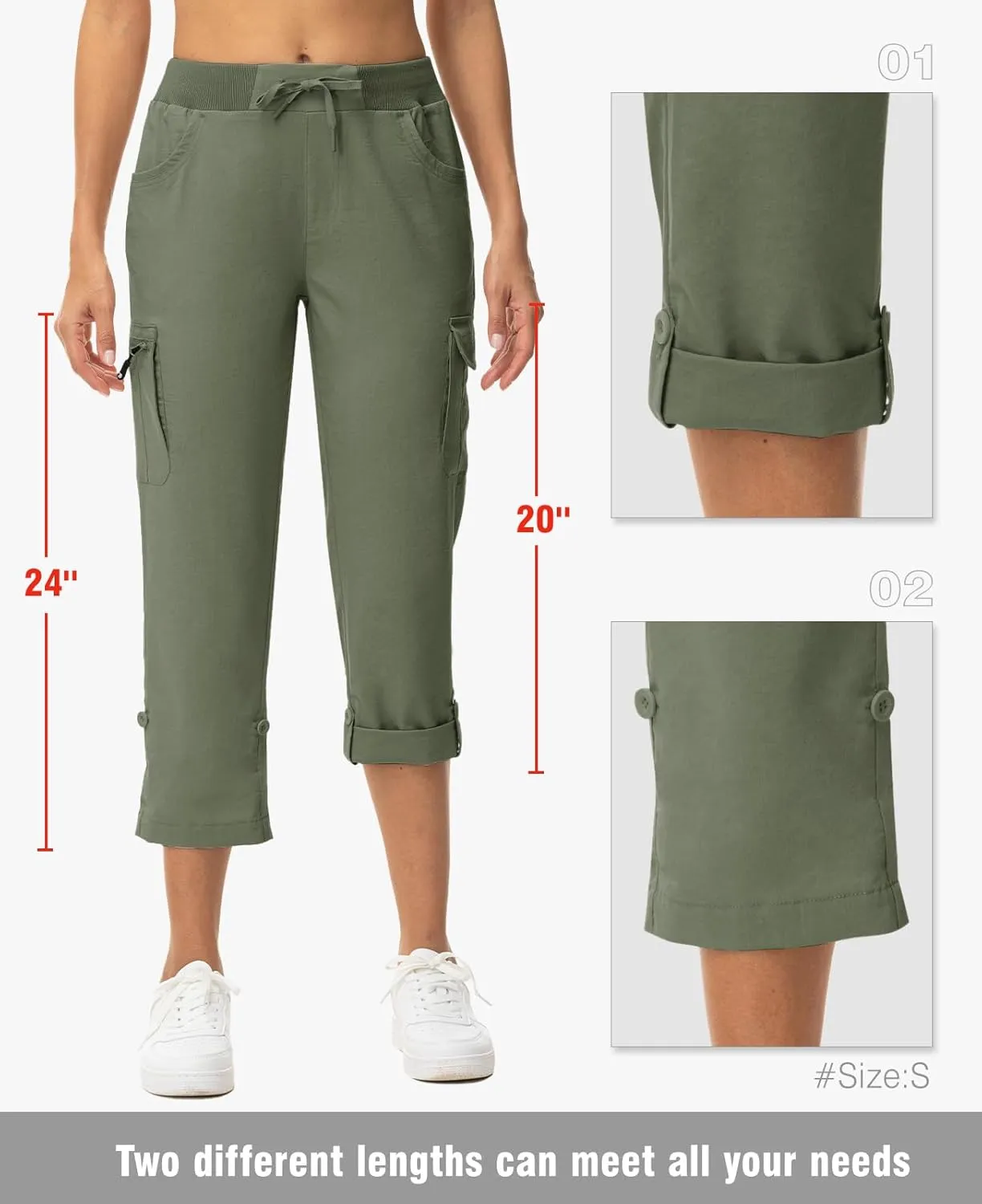 TBMPOY Womens Cargo Capris with Pockets Lightweight Hiking Capris Pants Quick Dry Casual Cropped Pants Summer Trip Cotton