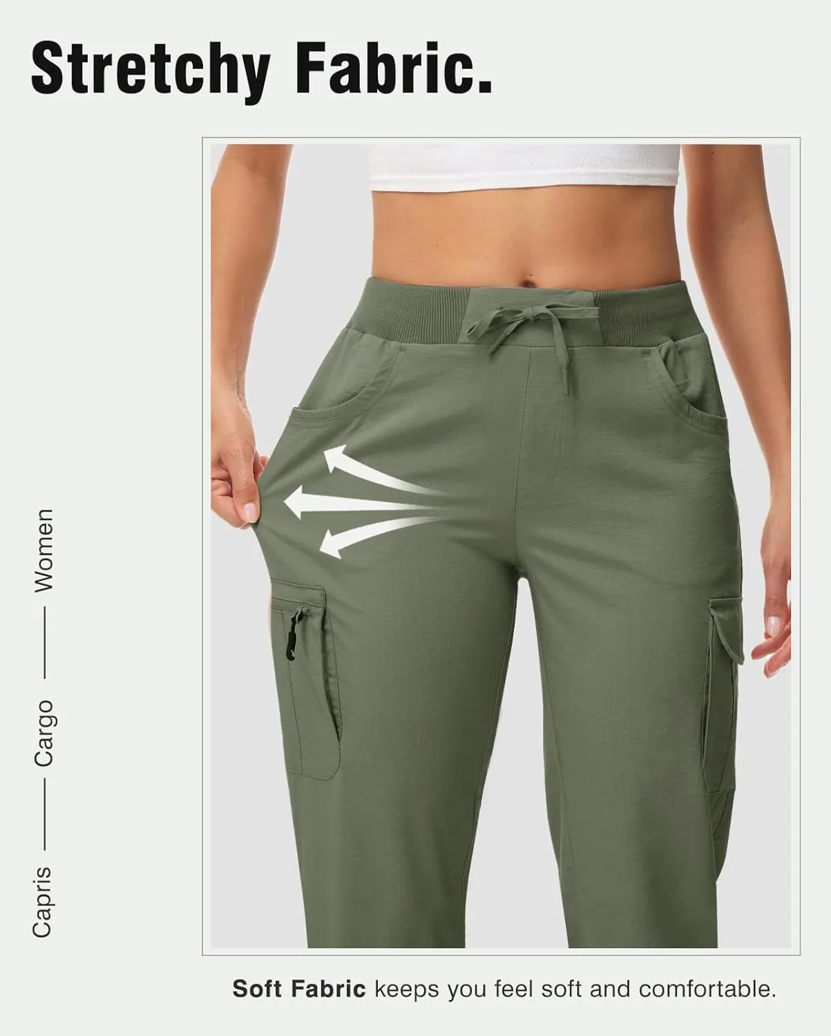 TBMPOY Womens Cargo Capris with Pockets Lightweight Hiking Capris Pants Quick Dry Casual Cropped Pants Summer Trip Cotton