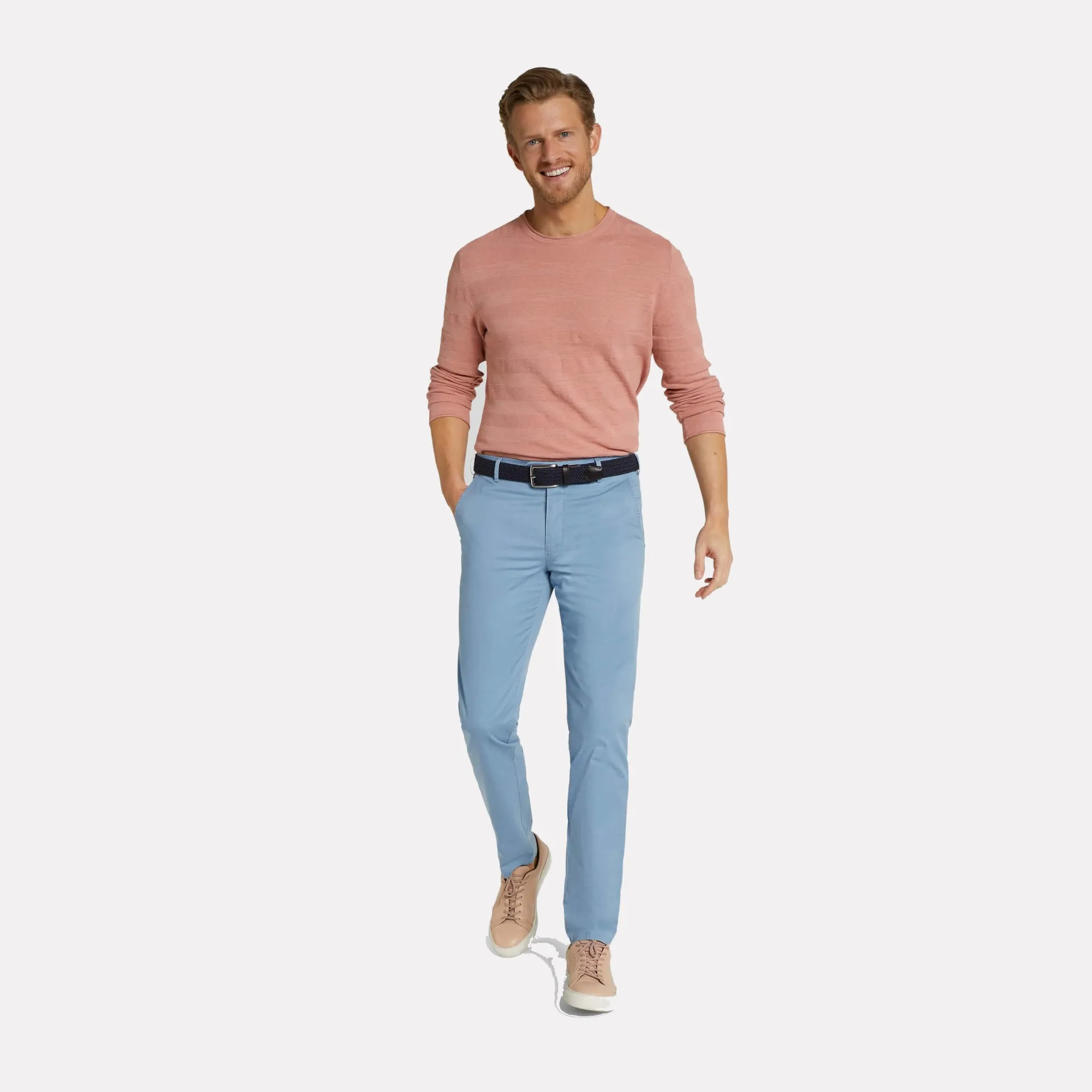 Tokyo Slim Fit Micro Print Organic Cotton Pant / Light Blue