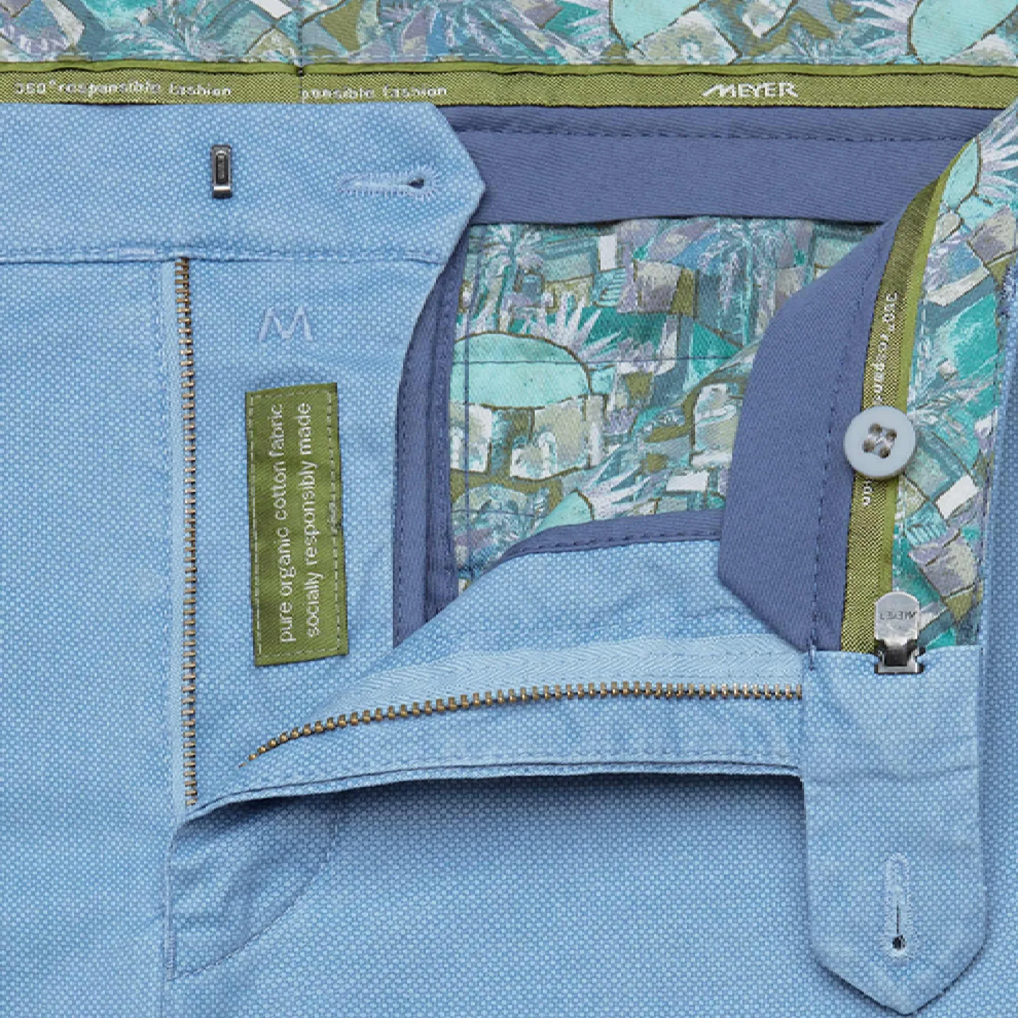 Tokyo Slim Fit Micro Print Organic Cotton Pant / Light Blue