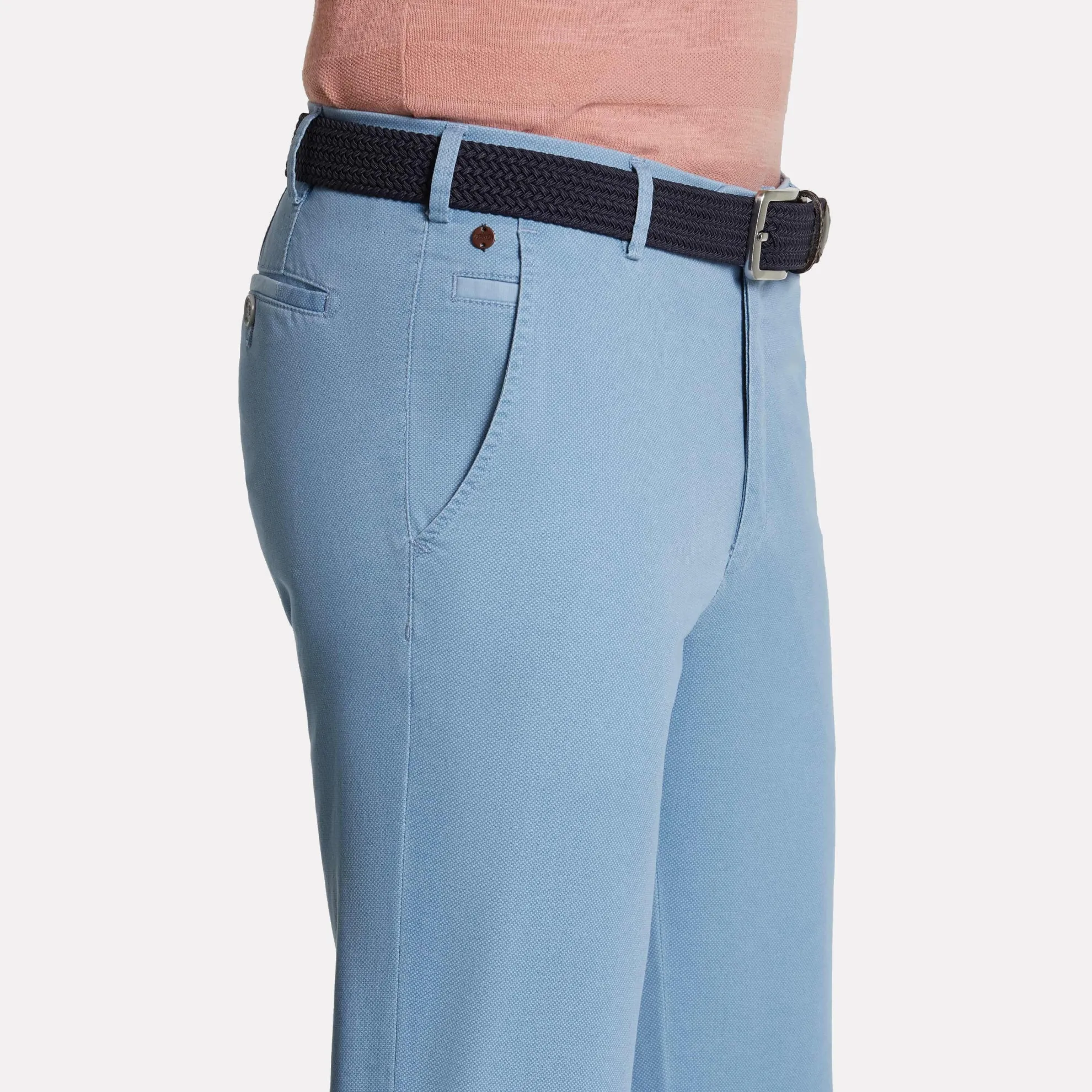 Tokyo Slim Fit Micro Print Organic Cotton Pant / Light Blue