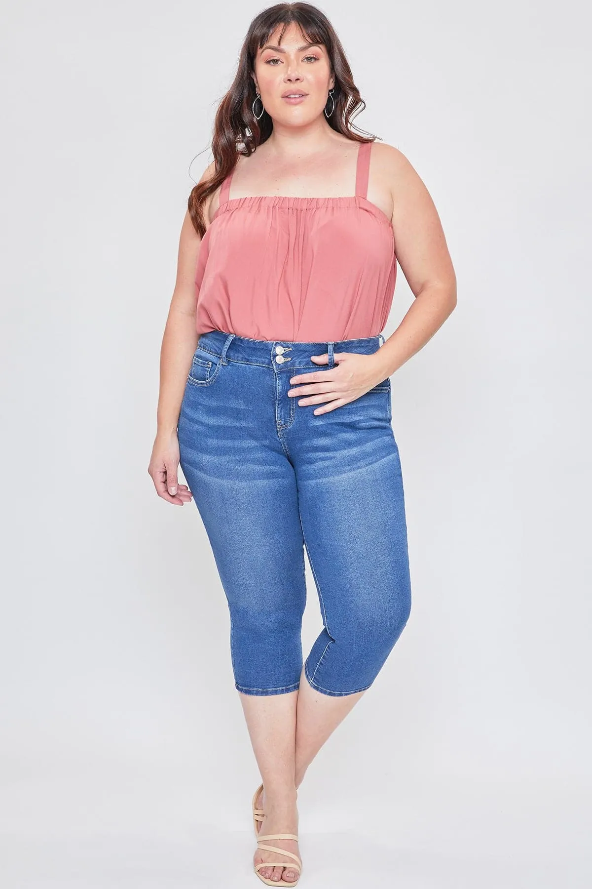 Women´s Plus High-Rise 2 Button Capri