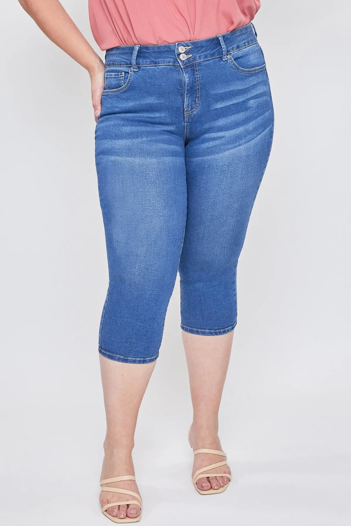Women´s Plus High-Rise 2 Button Capri