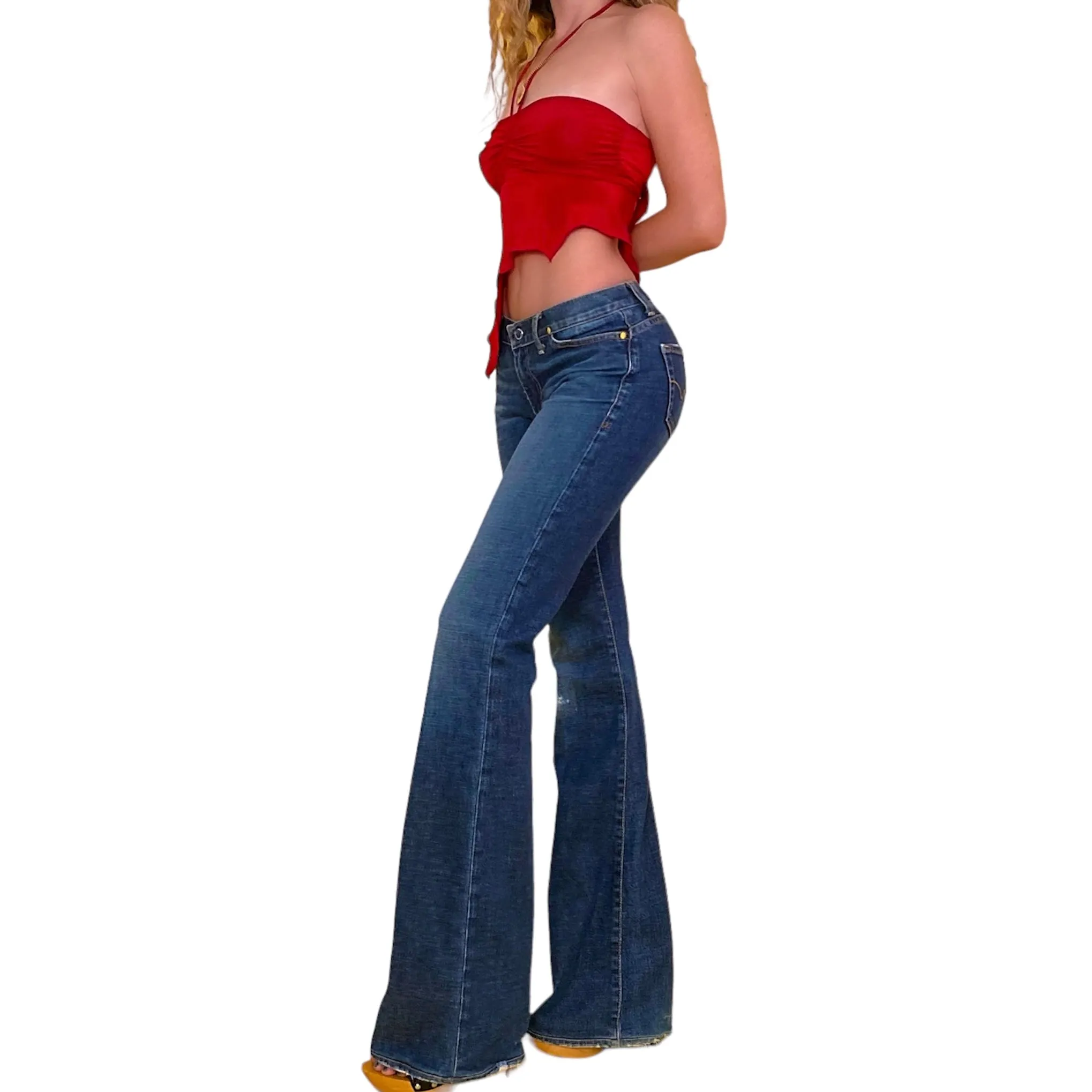 Y2k Dark Wash Low Rise Jeans (S)